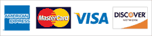 Pay by Visa, Master Card, Discover and American Express.